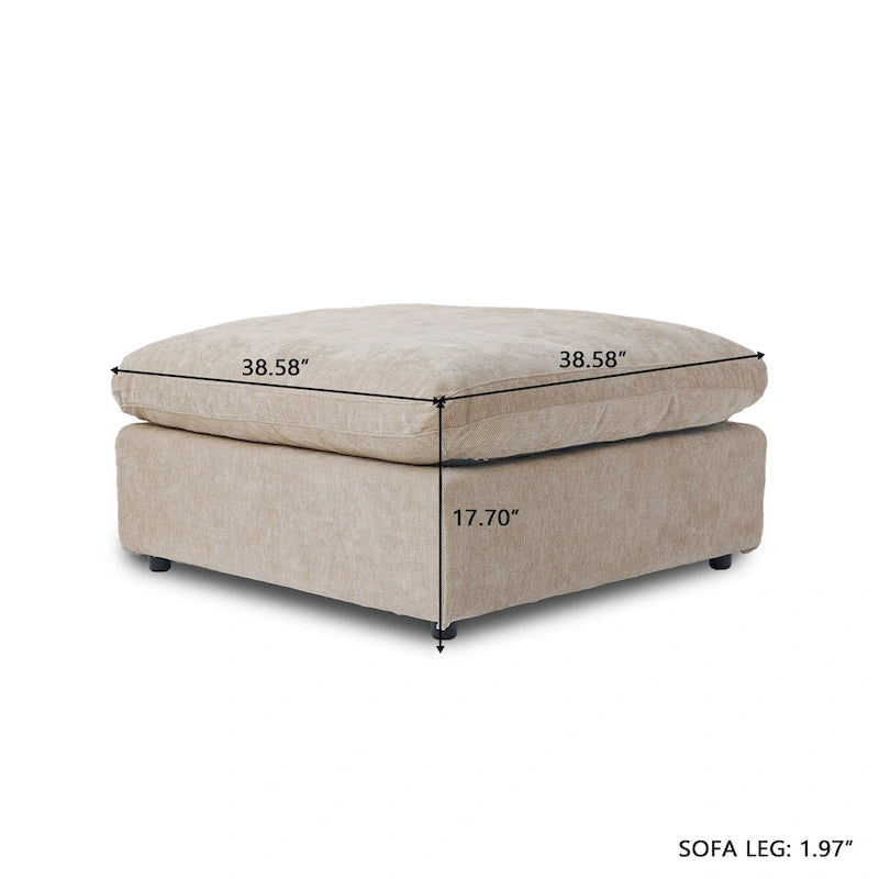 Divano modulare oversize con cuscini, divani in tessuto misto lino con seduta profonda minimalista per soggiorno, kaki