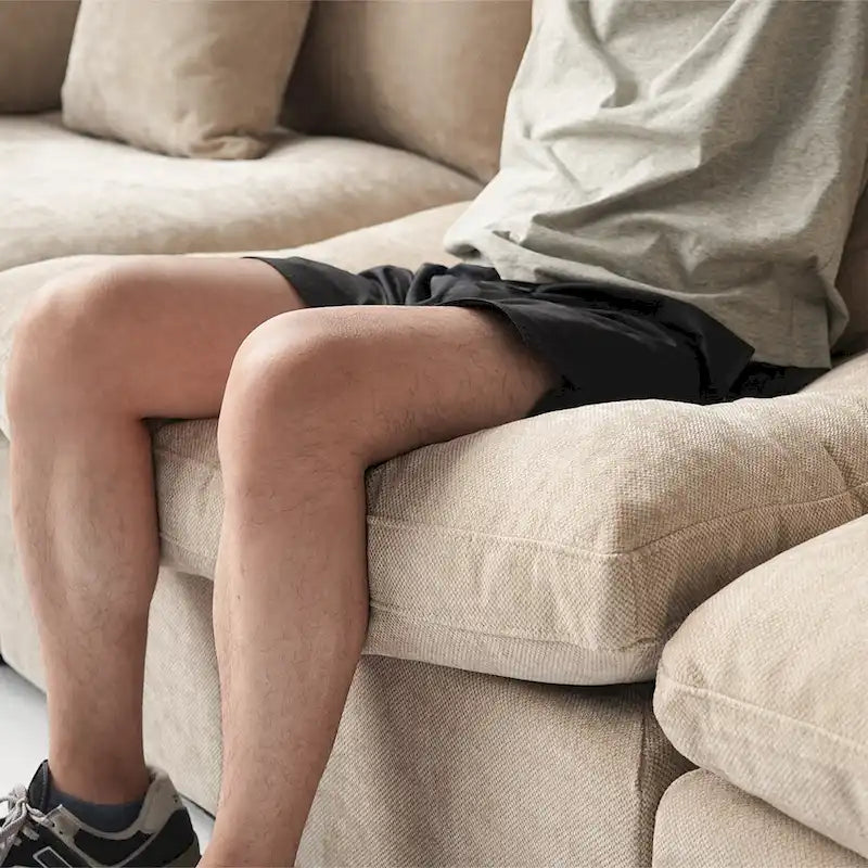 Divano modulare oversize con cuscini, divani in tessuto misto lino con seduta profonda minimalista per soggiorno, kaki