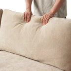 Divano modulare oversize con cuscini, divani in tessuto misto lino con seduta profonda minimalista per soggiorno, kaki