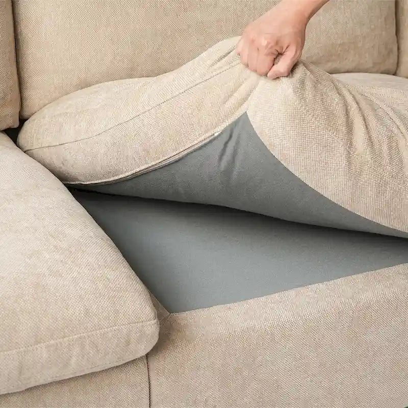 Divano modulare oversize con cuscini, divani in tessuto misto lino con seduta profonda minimalista per soggiorno, kaki