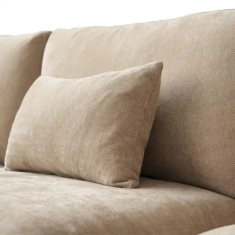 Divano modulare oversize con cuscini, divani in tessuto misto lino con seduta profonda minimalista per soggiorno, kaki