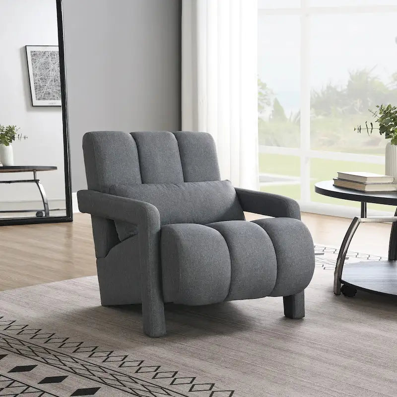 Poltrona d'accento moderna grigio scuro 27.5, imbottita, con cuscino e schiuma ad alta densità per soggiorno