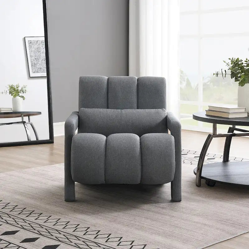 Poltrona d'accento moderna grigio scuro 27.5, imbottita, con cuscino e schiuma ad alta densità per soggiorno