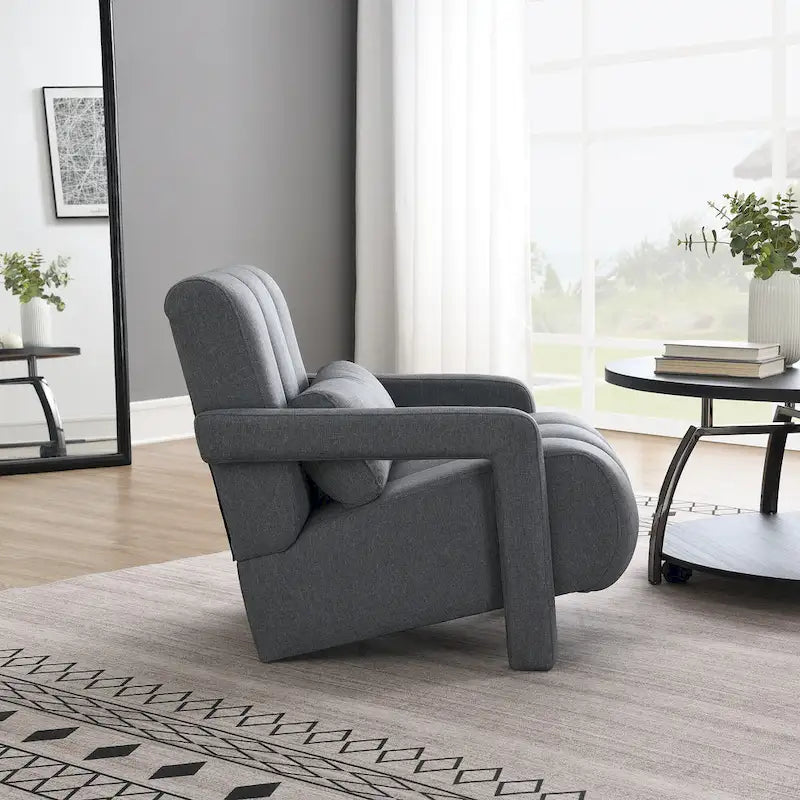 Poltrona d'accento moderna grigio scuro 27.5, imbottita, con cuscino e schiuma ad alta densità per soggiorno