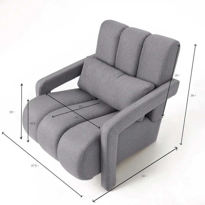 Poltrona d'accento moderna grigio scuro 27.5, imbottita, con cuscino e schiuma ad alta densità per soggiorno