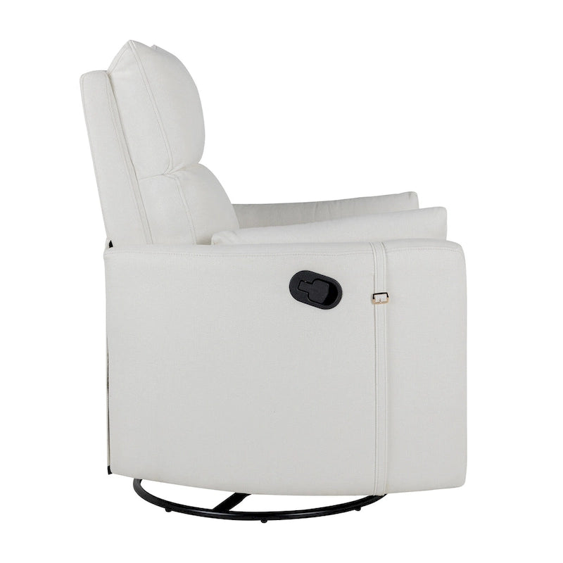 Poltrona reclinabile girevole a dondolo imbottita beige con reclinazione manuale, girevole a 360° e due cuscini rimovibili