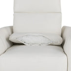 Poltrona reclinabile girevole a dondolo imbottita beige con reclinazione manuale, girevole a 360° e due cuscini rimovibili