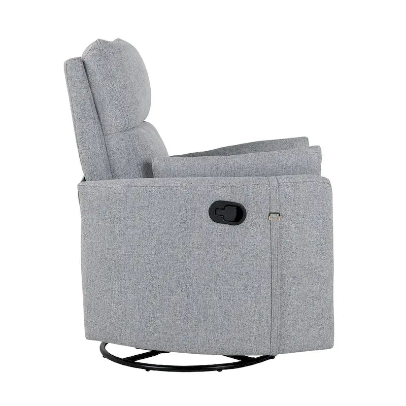 Poltrona reclinabile girevole a dondolo imbottita beige con reclinazione manuale, girevole a 360° e due cuscini rimovibili