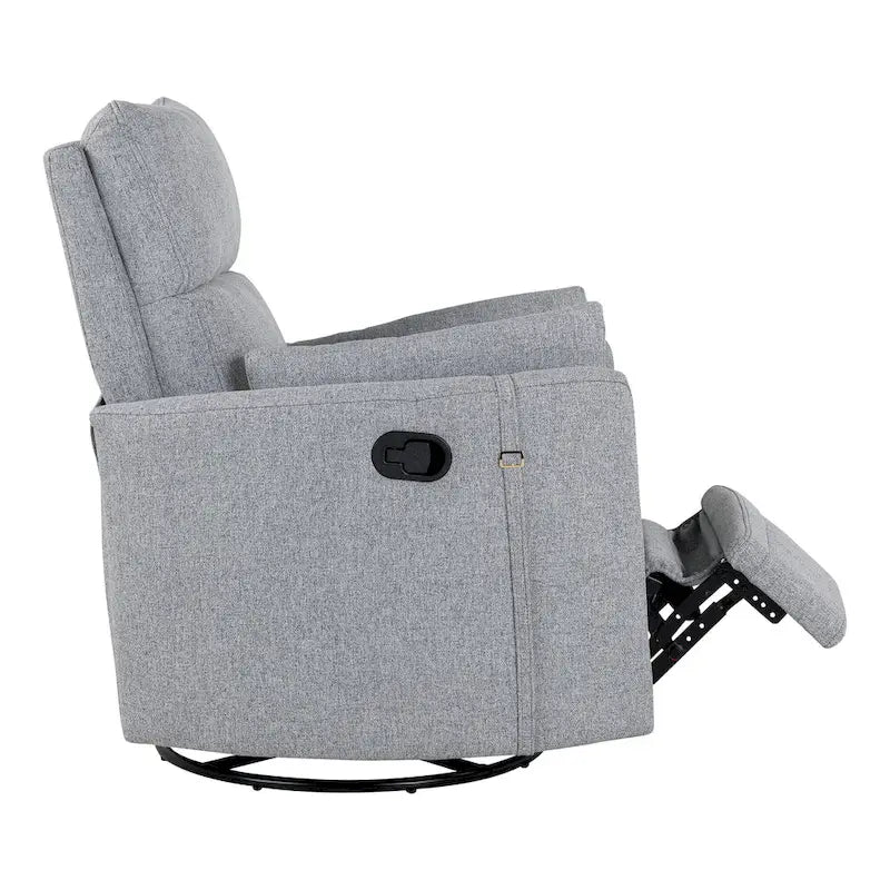 Poltrona reclinabile girevole a dondolo imbottita beige con reclinazione manuale, girevole a 360° e due cuscini rimovibili