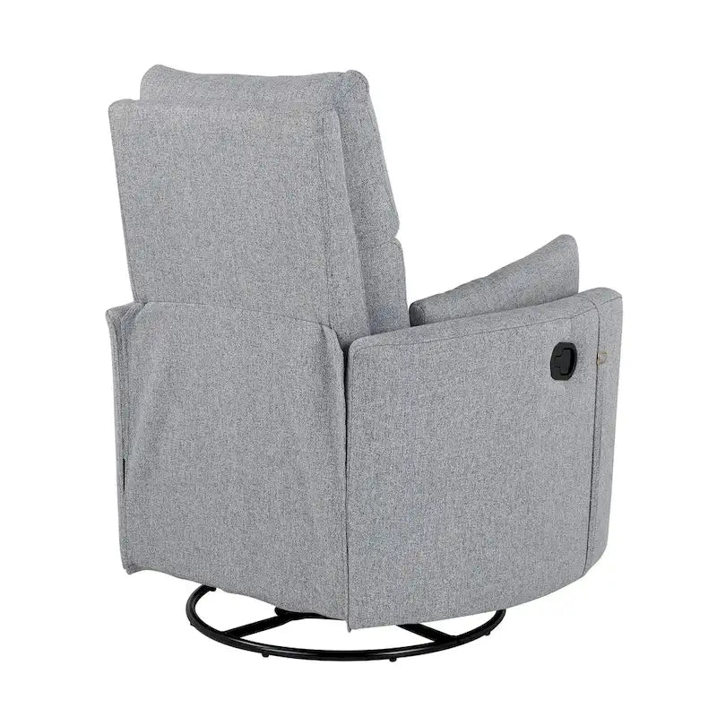 Poltrona reclinabile girevole a dondolo imbottita beige con reclinazione manuale, girevole a 360° e due cuscini rimovibili