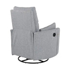 Poltrona reclinabile girevole a dondolo imbottita beige con reclinazione manuale, girevole a 360° e due cuscini rimovibili
