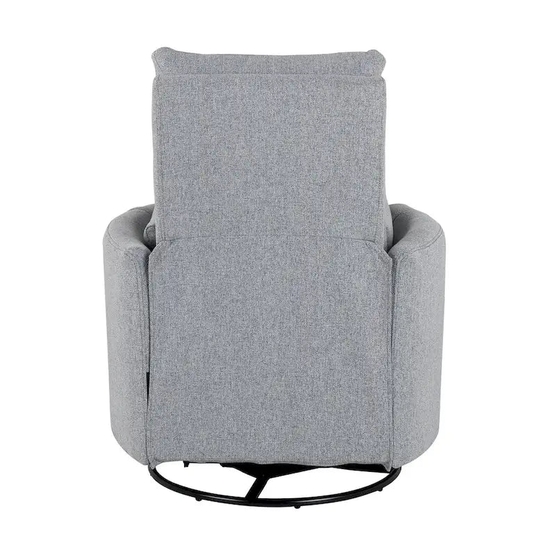 Poltrona reclinabile girevole a dondolo imbottita beige con reclinazione manuale, girevole a 360° e due cuscini rimovibili