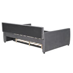 Daybed in velluto con letto estraibile e doghe in legno