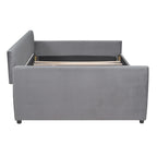Daybed in velluto con letto estraibile e doghe in legno