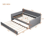 Daybed in velluto con letto estraibile e doghe in legno