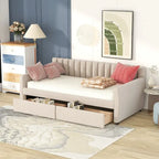 Daybed in velluto con letto estraibile e doghe in legno
