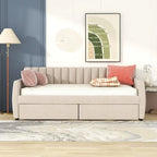 Daybed in velluto con letto estraibile e doghe in legno