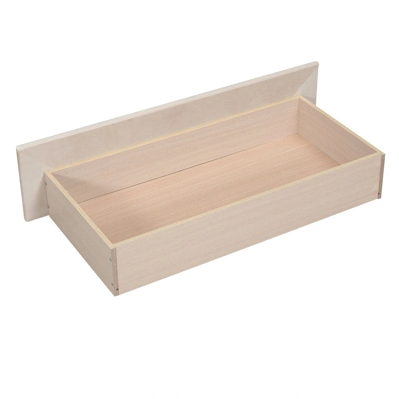 Daybed in velluto con letto estraibile e doghe in legno