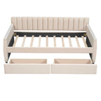 Daybed in velluto con letto estraibile e doghe in legno