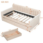 Daybed in velluto con letto estraibile e doghe in legno