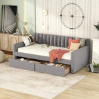 Daybed in velluto con letto estraibile e doghe in legno