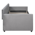 Daybed in velluto con letto estraibile e doghe in legno