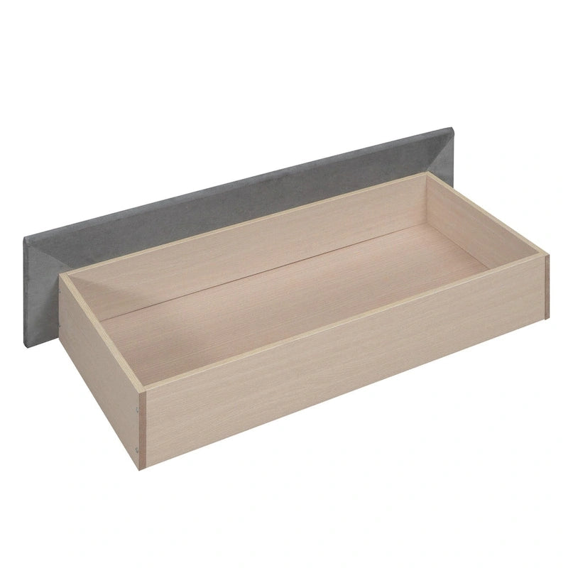 Daybed in velluto con letto estraibile e doghe in legno