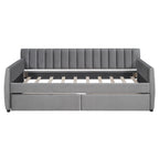 Daybed in velluto con letto estraibile e doghe in legno