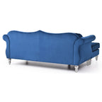 Divano componibile Hollywood 81 in. in velluto Chesterfield con 2 cuscini decorativi - 81L x 35P x 34A