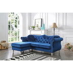 Divano componibile Hollywood 81 in. in velluto Chesterfield con 2 cuscini decorativi - 81L x 35P x 34A
