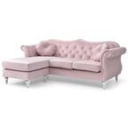 Divano componibile Hollywood 81 in. in velluto Chesterfield con 2 cuscini decorativi - 81L x 35P x 34A