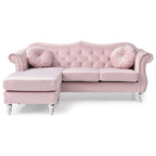 Divano componibile Hollywood 81 in. in velluto Chesterfield con 2 cuscini decorativi - 81L x 35P x 34A