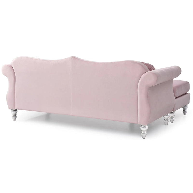 Divano componibile Hollywood 81 in. in velluto Chesterfield con 2 cuscini decorativi - 81L x 35P x 34A