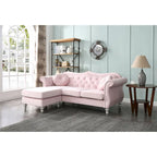 Divano componibile Hollywood 81 in. in velluto Chesterfield con 2 cuscini decorativi - 81L x 35P x 34A