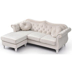 Divano componibile Hollywood 81 in. in velluto Chesterfield con 2 cuscini decorativi - 81L x 35P x 34A