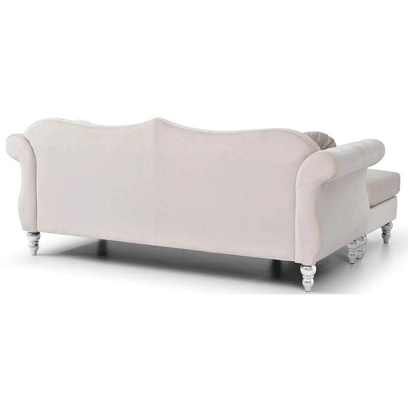 Divano componibile Hollywood 81 in. in velluto Chesterfield con 2 cuscini decorativi - 81L x 35P x 34A