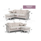 Divano componibile Hollywood 81 in. in velluto Chesterfield con 2 cuscini decorativi - 81L x 35P x 34A
