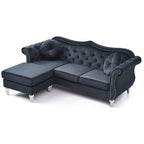 Divano componibile Hollywood 81 in. in velluto Chesterfield con 2 cuscini decorativi - 81L x 35P x 34A
