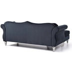 Divano componibile Hollywood 81 in. in velluto Chesterfield con 2 cuscini decorativi - 81L x 35P x 34A