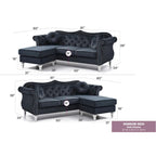 Divano componibile Hollywood 81 in. in velluto Chesterfield con 2 cuscini decorativi - 81L x 35P x 34A