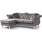 Divano componibile Hollywood 81 in. in velluto Chesterfield con 2 cuscini decorativi - 81L x 35P x 34A