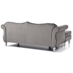 Divano componibile Hollywood 81 in. in velluto Chesterfield con 2 cuscini decorativi - 81L x 35P x 34A