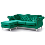 Divano componibile Hollywood 81 in. in velluto Chesterfield con 2 cuscini decorativi - 81L x 35P x 34A