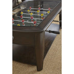 Tavolino da caffè calcio balilla Darlington in legno di noce scuro/vetro