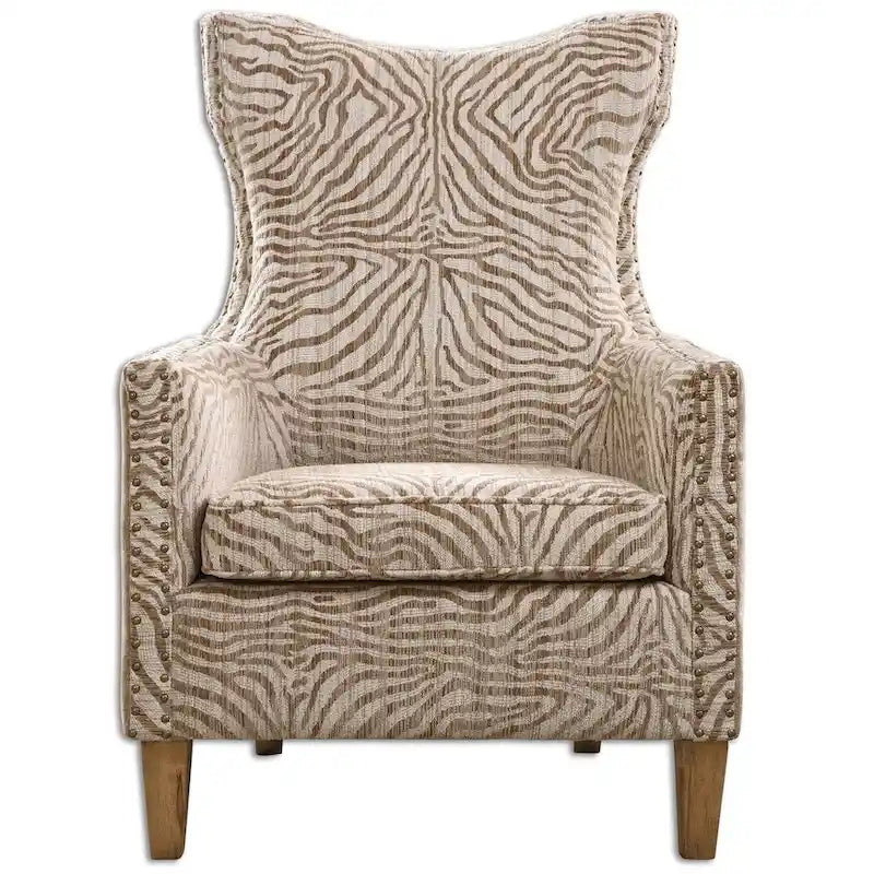 Poltrona con motivo animalier Kiango Airy Neutrals