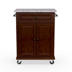 Carrello da cucina e isola compatti in finitura mogano vintage con top in granito massiccio - 31L x 18P x 35,5A