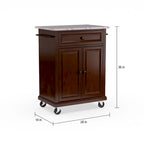 Carrello da cucina e isola compatti in finitura mogano vintage con top in granito massiccio - 31L x 18P x 35,5A