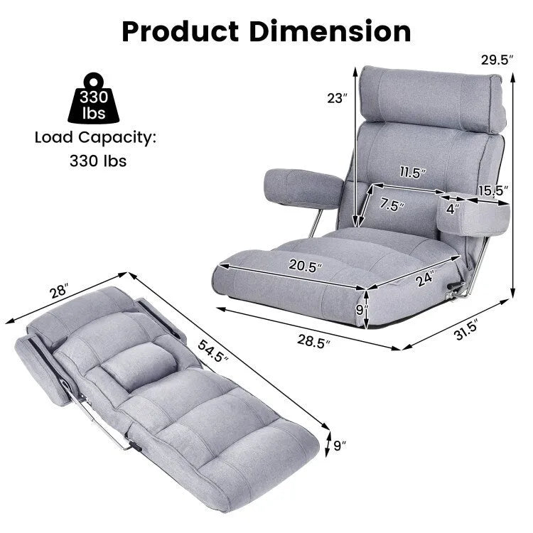 Divano letto pieghevole regolabile con schienale a 6 posizioni continue - 80x 72.5 x 75 cm