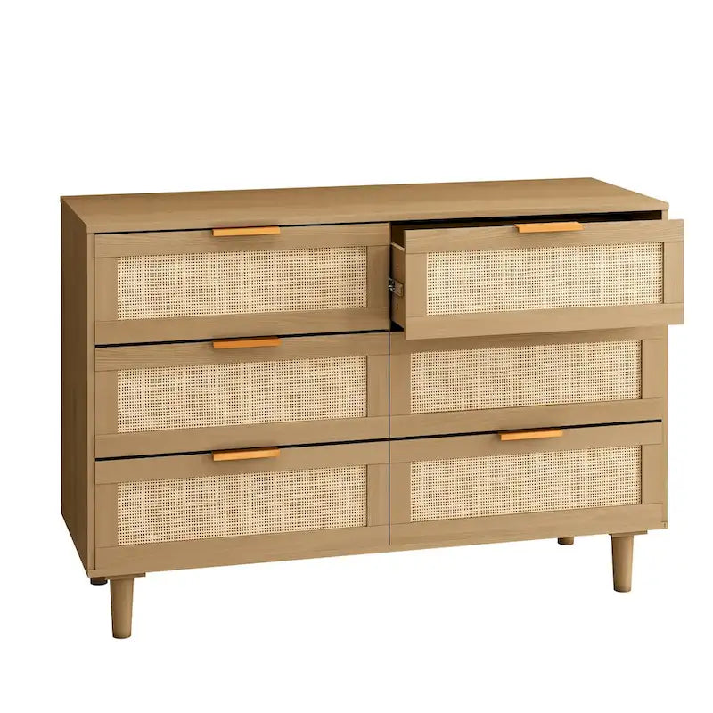 Cassettiera in Rattan con 6 Cassetti, Perfetta per Camera da Letto e Soggiorno