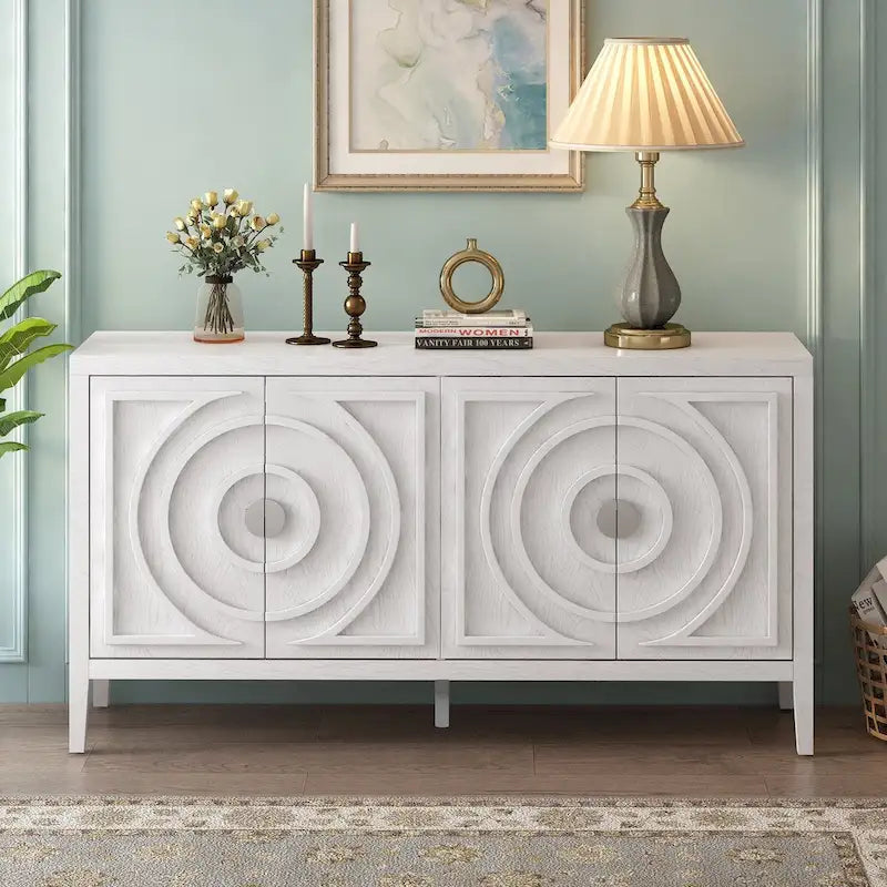 Credenza retrò con ante a scanalature circolari - N/A